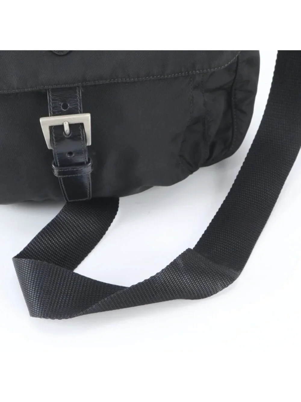 Prada Tessuto Nylon Triangle Logo Leather Shoulder Bag Messenger Business